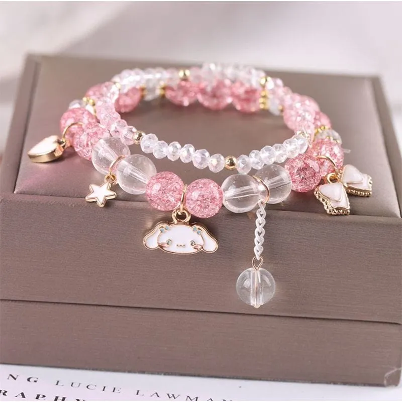 Sanrio Kawaii Anime Melody Kuromi Cinnamoroll Crystal Bracelet