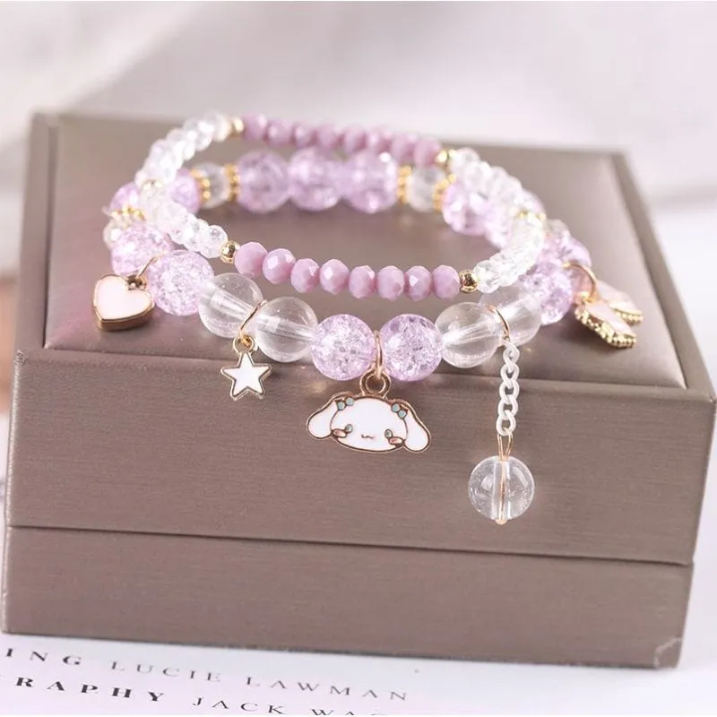 Sanrio Kawaii Anime Melody Kuromi Cinnamoroll Crystal Bracelet