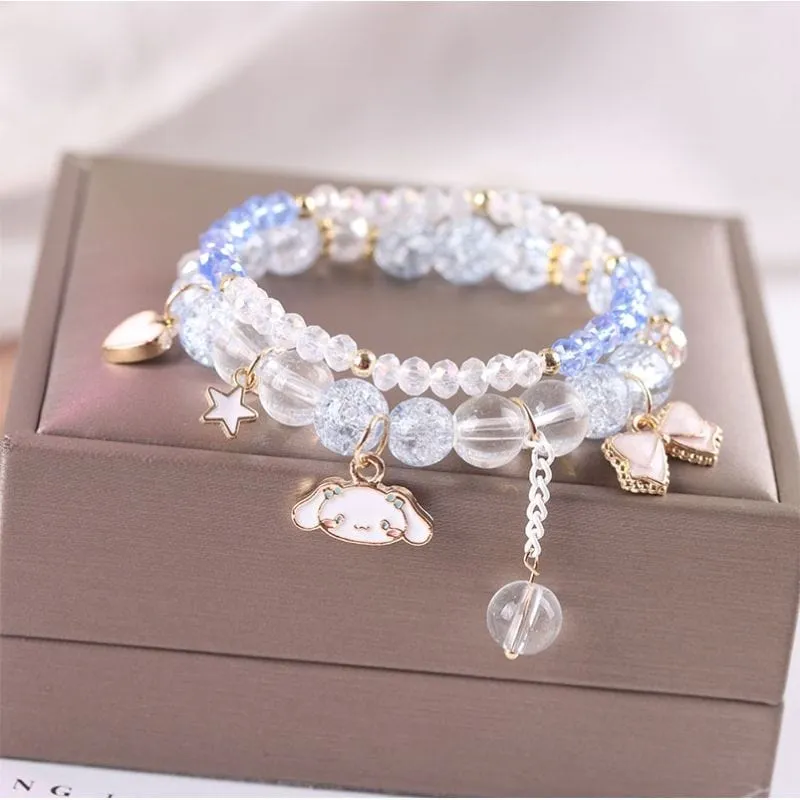 Sanrio Kawaii Anime Melody Kuromi Cinnamoroll Crystal Bracelet
