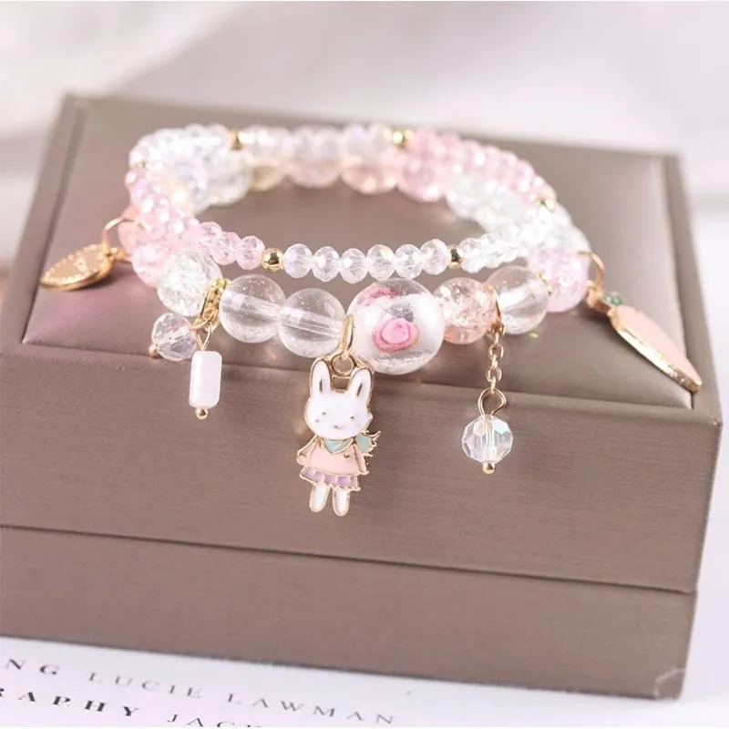 Sanrio Kawaii Anime Melody Kuromi Cinnamoroll Crystal Bracelet