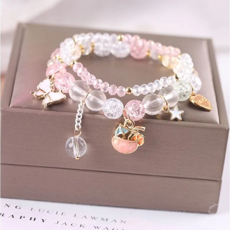 Sanrio Kawaii Anime Melody Kuromi Cinnamoroll Crystal Bracelet