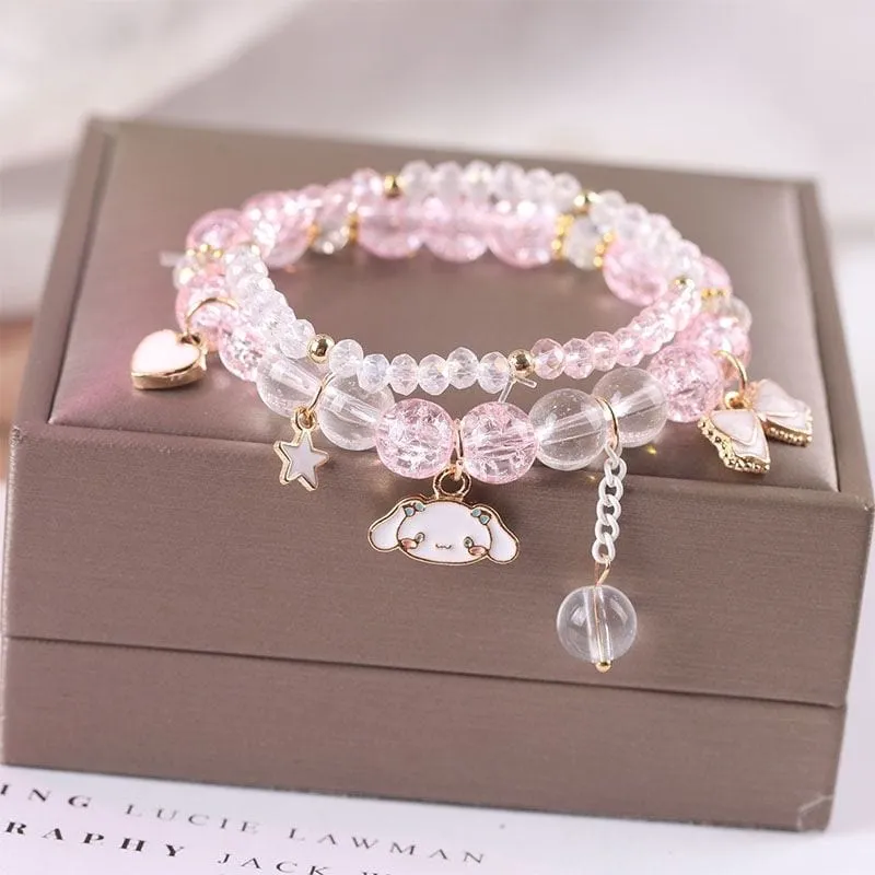 Sanrio Kawaii Anime Melody Kuromi Cinnamoroll Crystal Bracelet