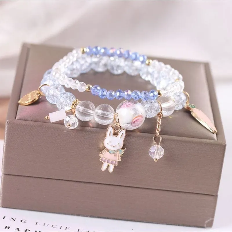 Sanrio Kawaii Anime Melody Kuromi Cinnamoroll Crystal Bracelet