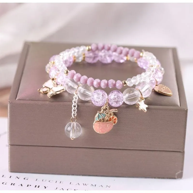 Sanrio Kawaii Anime Melody Kuromi Cinnamoroll Crystal Bracelet