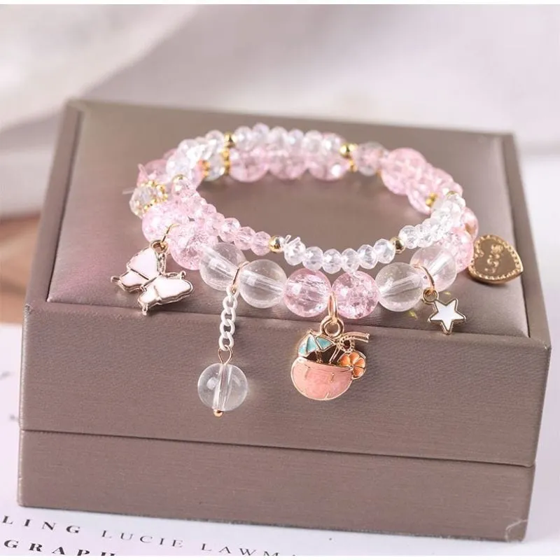 Sanrio Kawaii Anime Melody Kuromi Cinnamoroll Crystal Bracelet