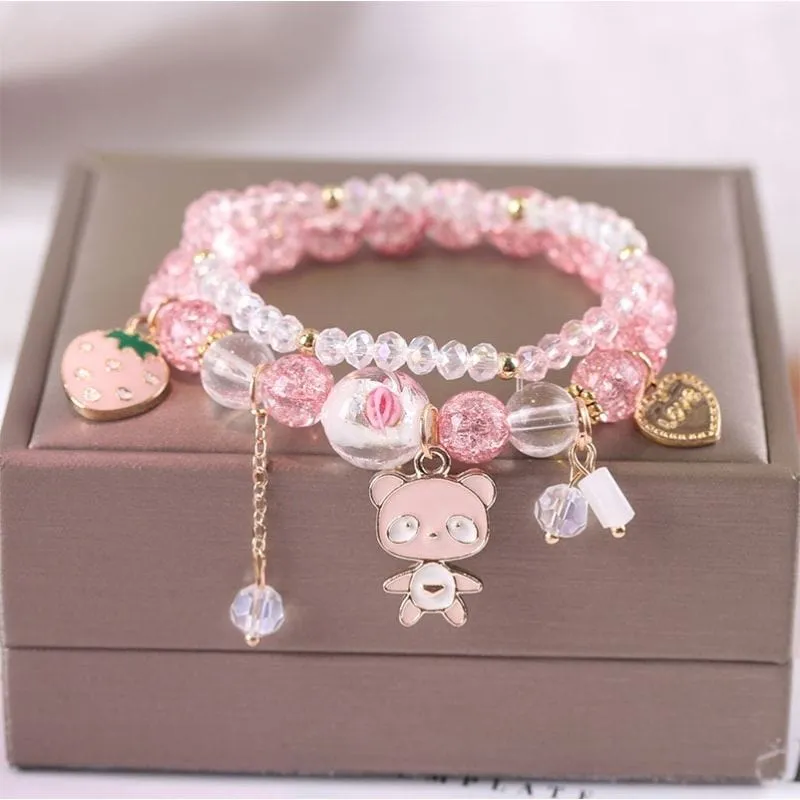 Sanrio Kawaii Anime Melody Kuromi Cinnamoroll Crystal Bracelet
