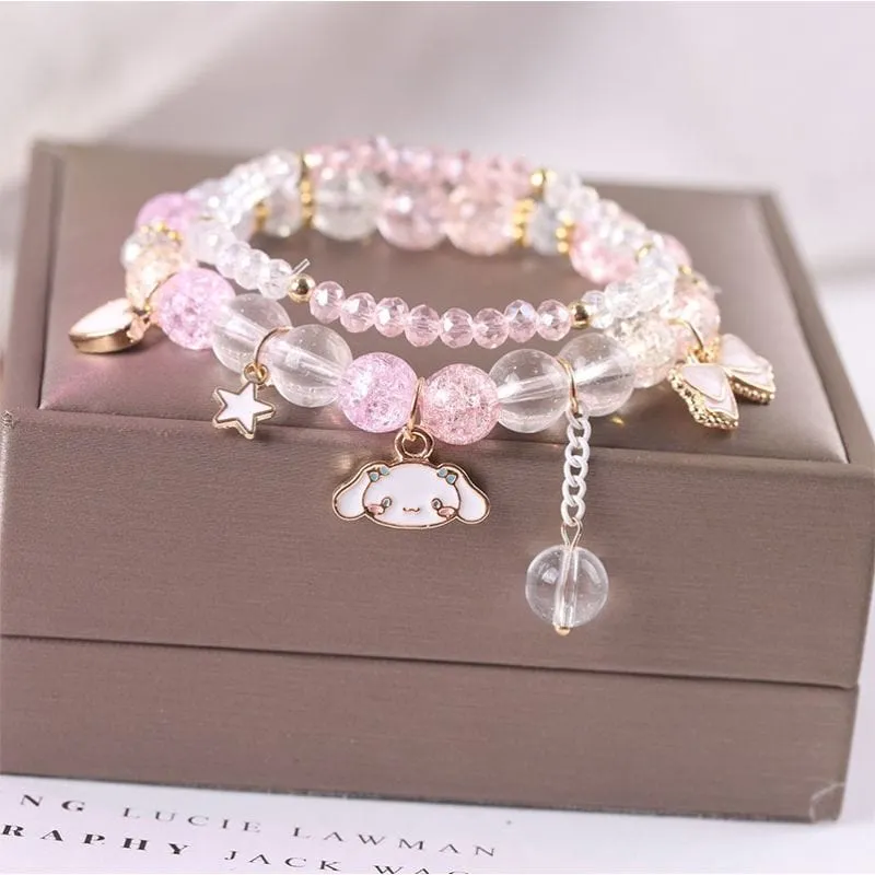 Sanrio Kawaii Anime Melody Kuromi Cinnamoroll Crystal Bracelet
