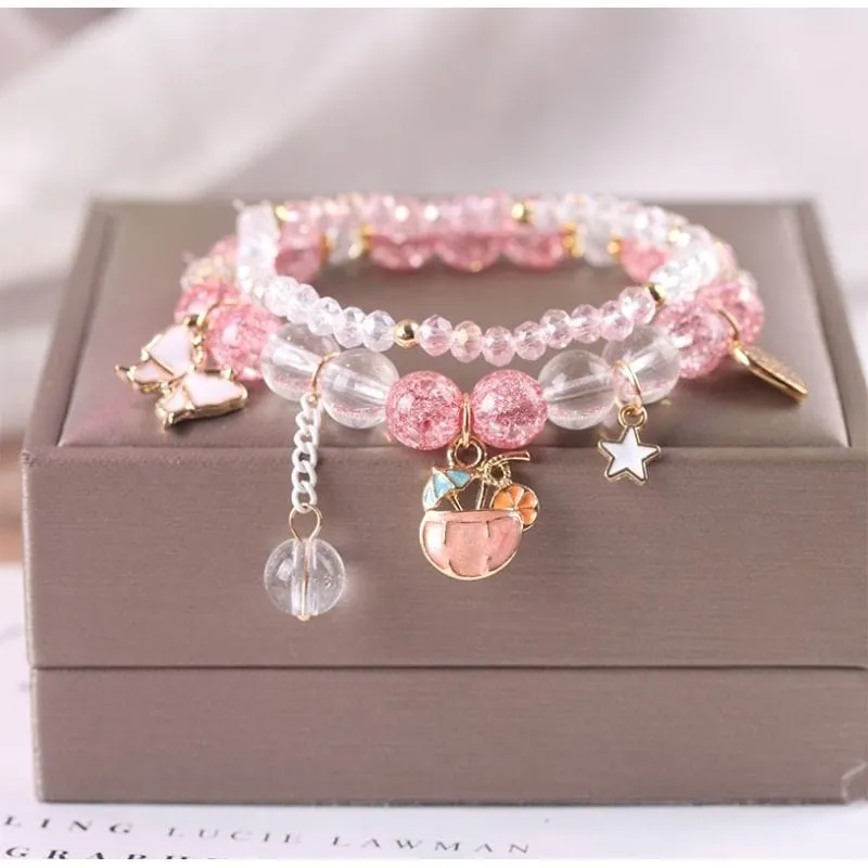 Sanrio Kawaii Anime Melody Kuromi Cinnamoroll Crystal Bracelet
