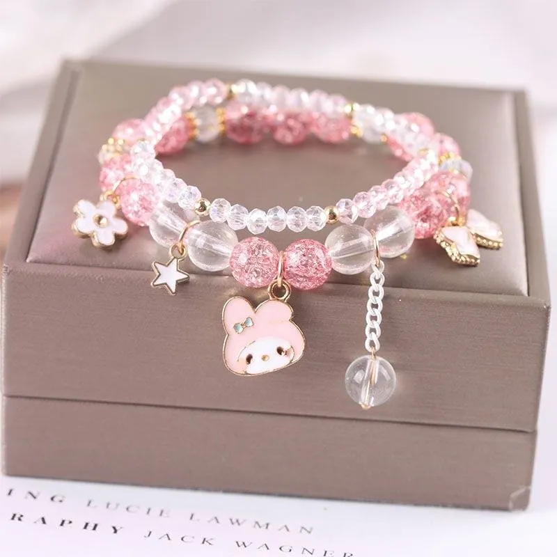 Sanrio Kawaii Anime Melody Kuromi Cinnamoroll Crystal Bracelet