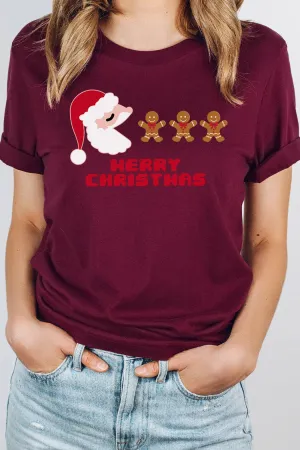 Santa Eating Gingerbread Men Christmas Graphic Tee - Final Sale (S-L Left)