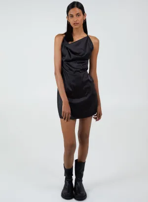 Satin Cowl Neck Mini Dress