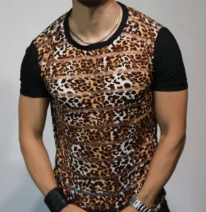 Saulho Mesh Leopard Short Sleeve T-Shirt