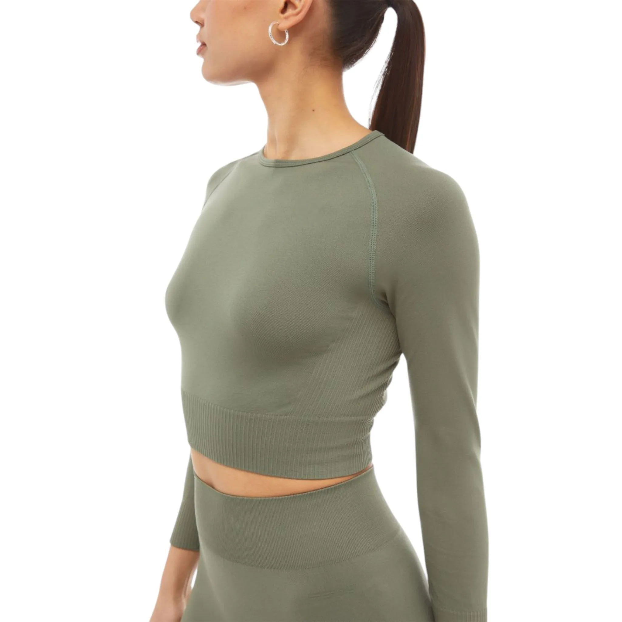 Seamless Crop Top with Full-Length Sleeves