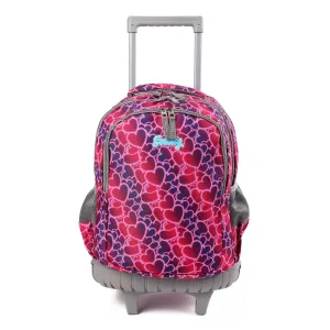 seastig Red Hearts Rolling Backpack 18 inch Kids Backpack with Wheels