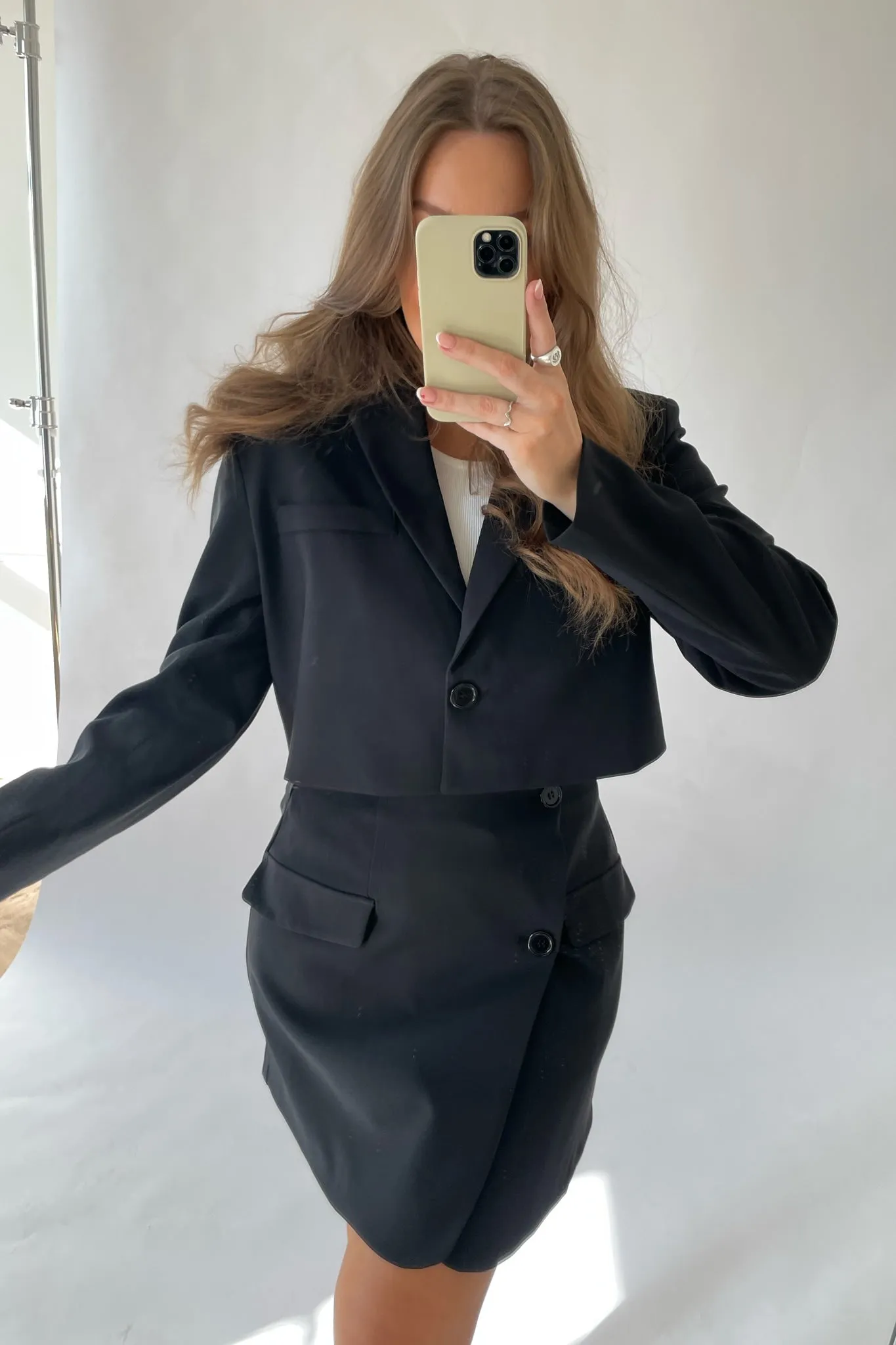SelmaIC Cropped Blazer - Sort
