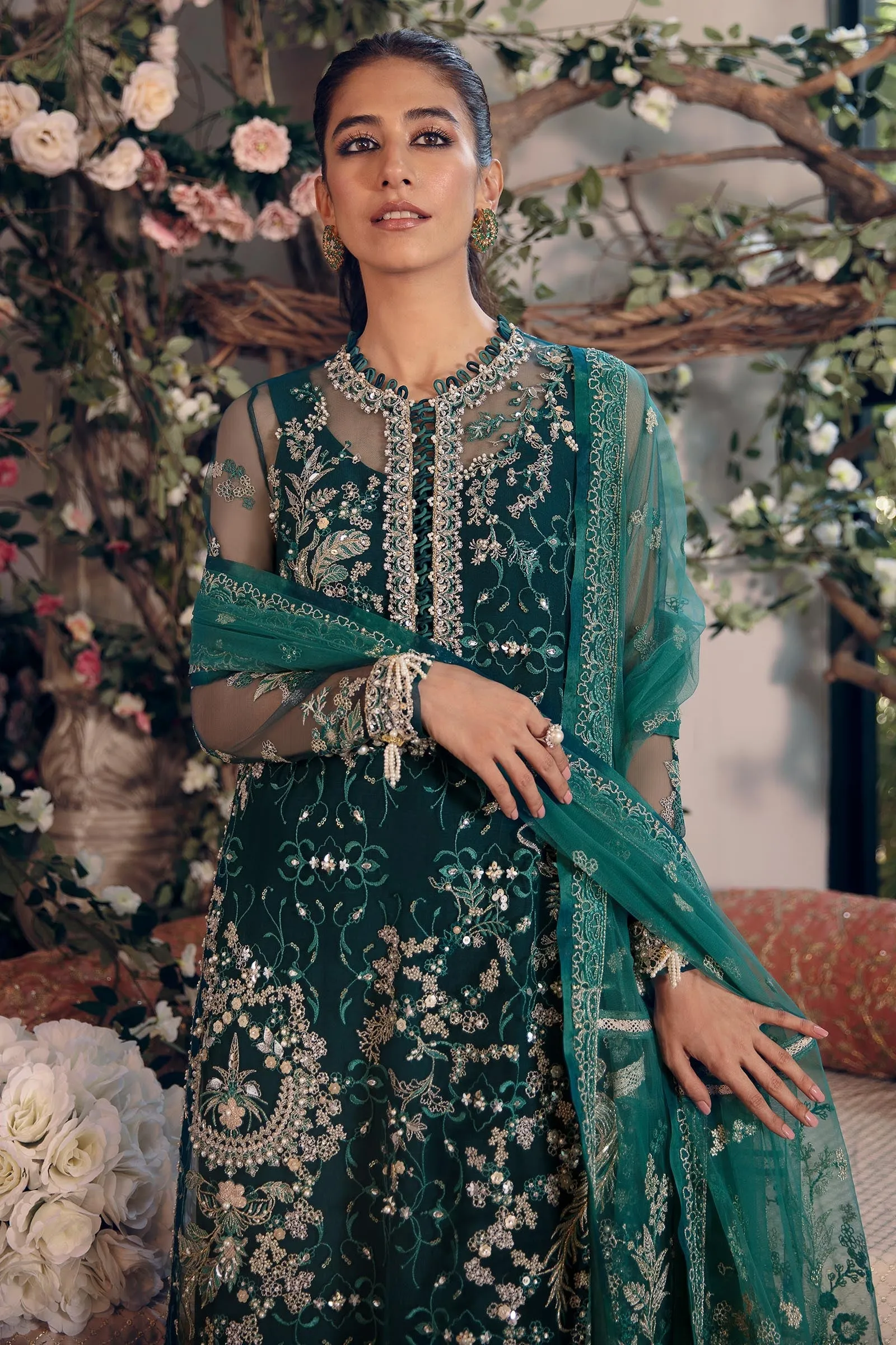 SERVAH (ZC22-03)  | Zaha Gossamer Collection 2022 | Unstitched Embroidered Net Suit