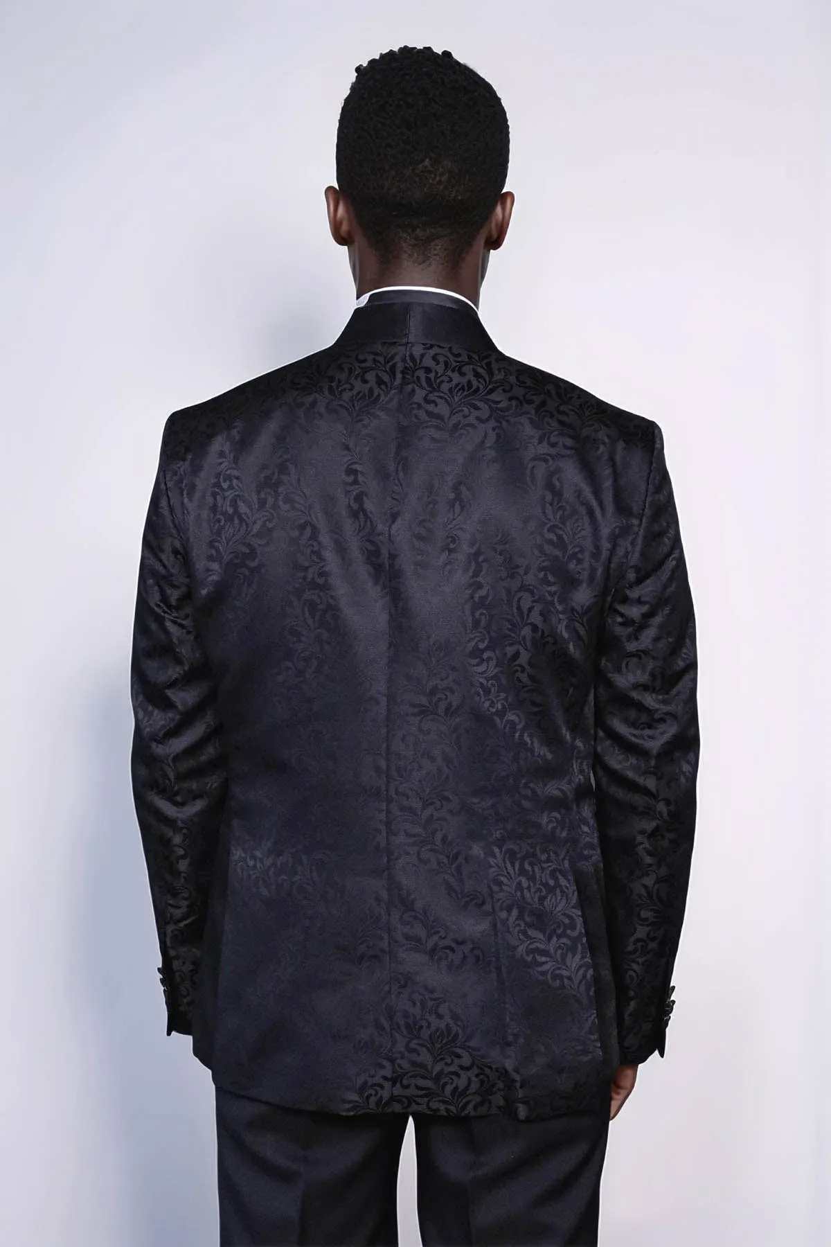 Shawl Lapel Floral Patterned Black Men Prom Blazer - Wessi