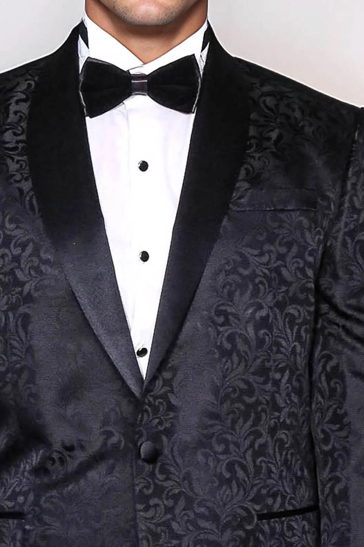 Shawl Lapel Floral Patterned Black Men Prom Blazer - Wessi
