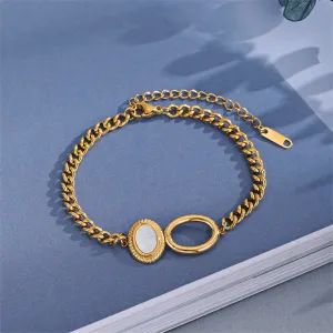 Shell & 18K Gold-Plated Oval Charm Bracelet