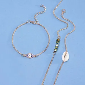 Shell beaded bracelet set - set of 3