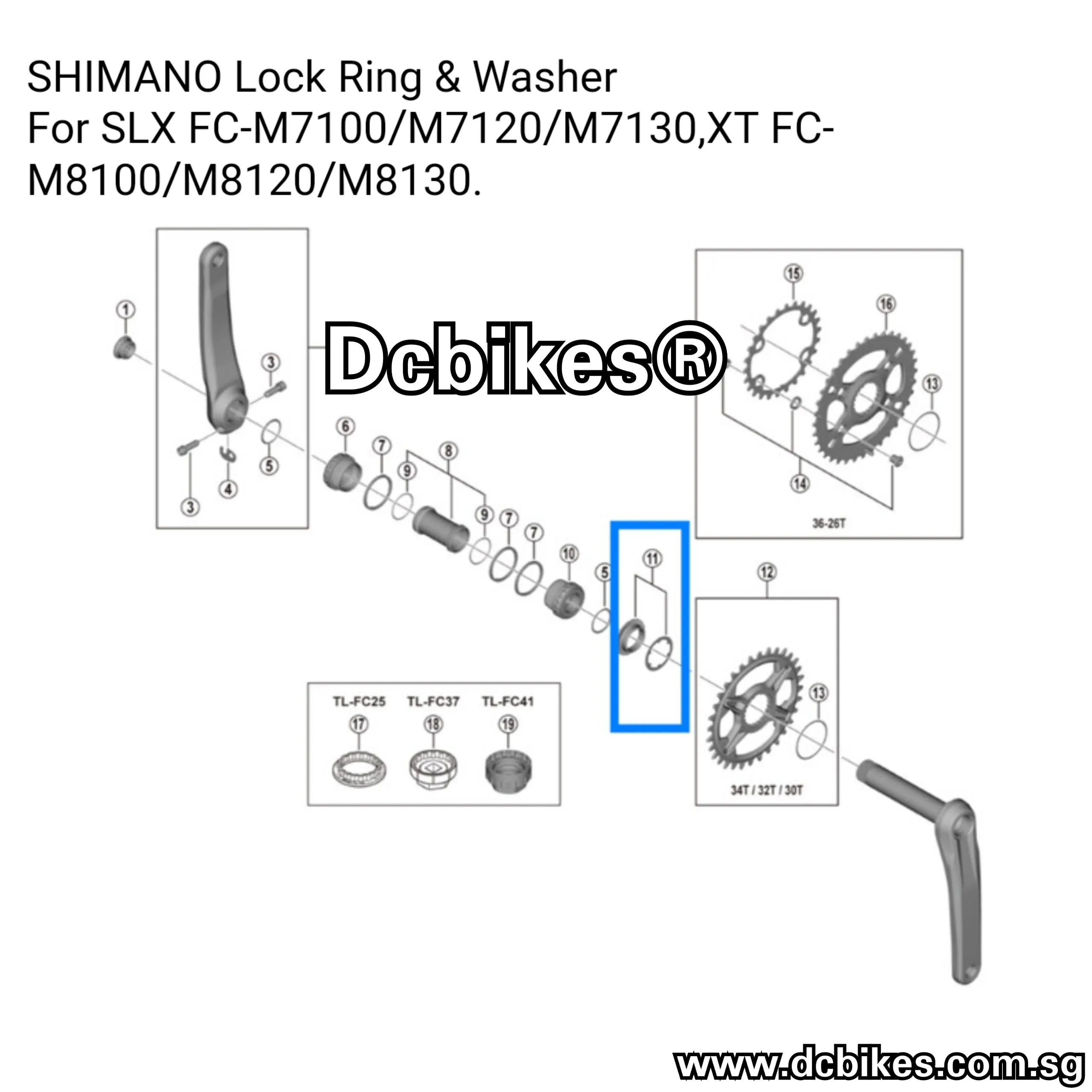 Shimano XT FC-M8100 12 Speed Lock Ring/Washer For Direct Mount Chain Ring 