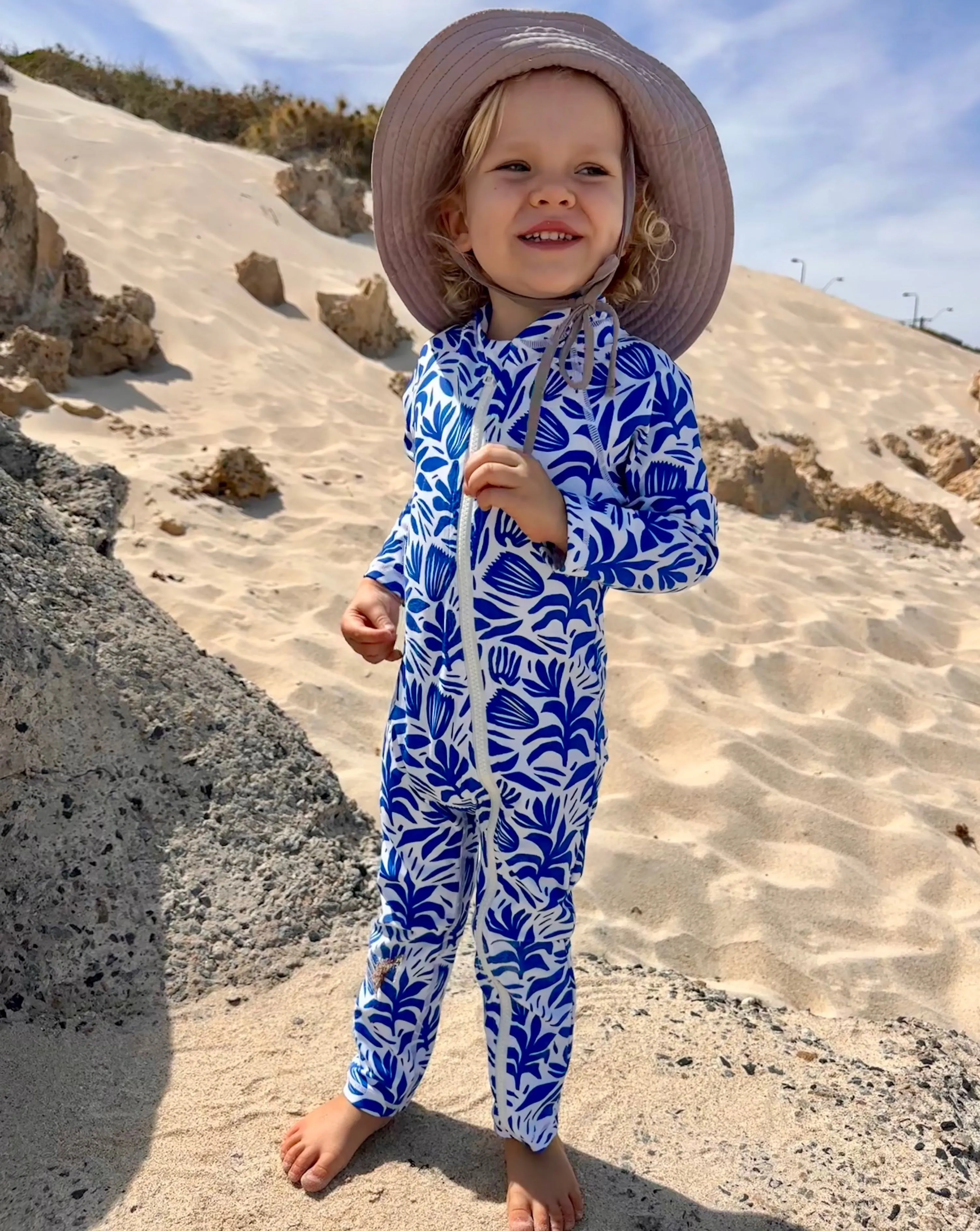 SIDNEY LONG LEG KIDS SUIT - SANTORINI