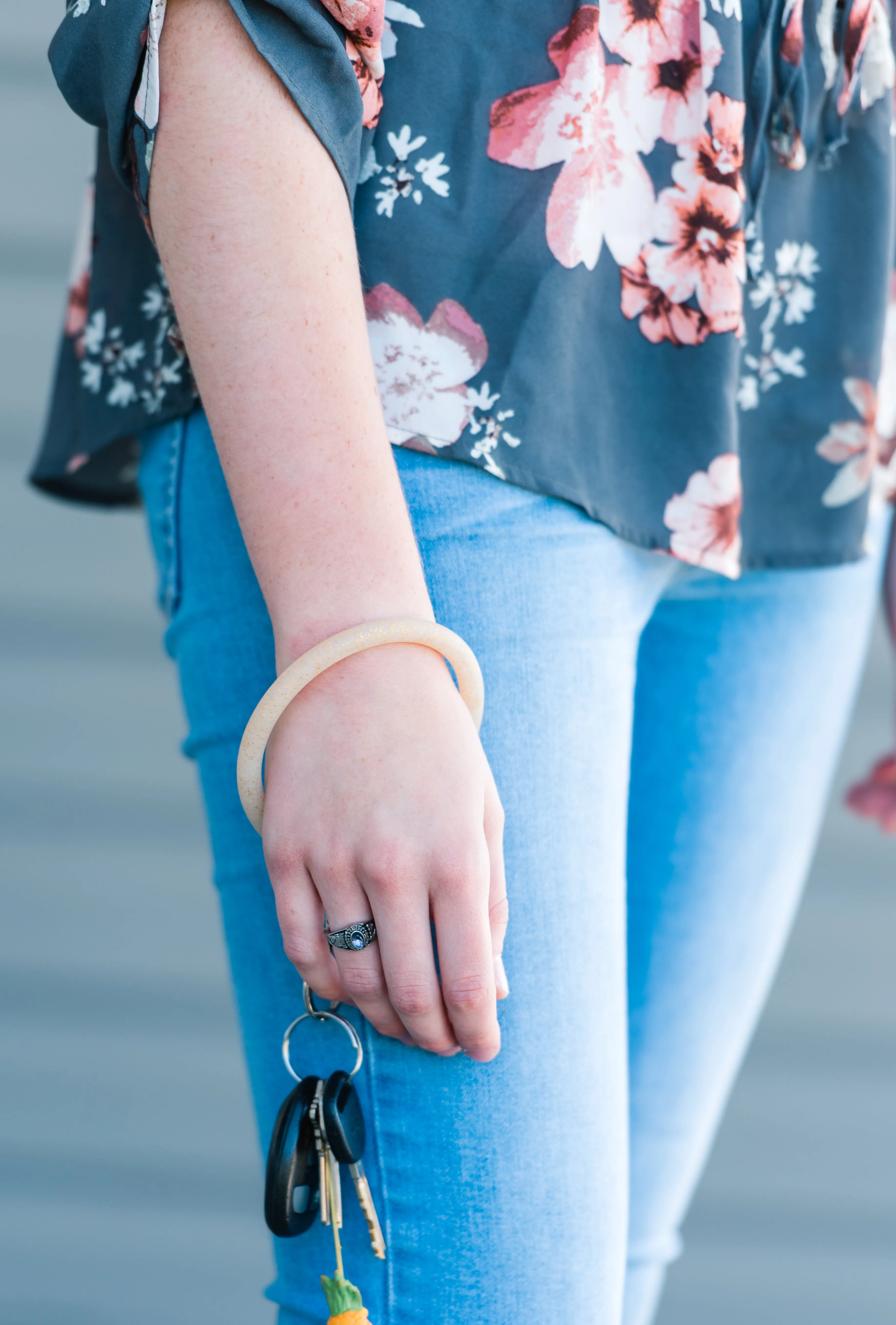 Silicone Bracelet Wrist Key Rings 6 Colors