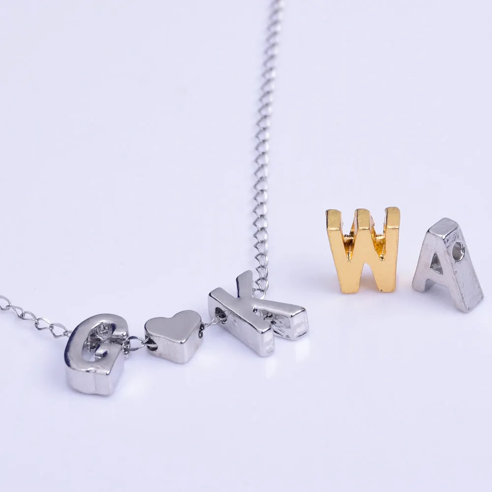 Silver Alloy Letter Pendant Charm Alphabet Initial Charm letter necklace bracelet diy accessories " R " 10*6.5*3.5mm 10pcs