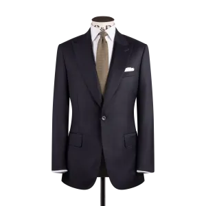 Single Breasted Peak Lapel Suit in Dark Navy Twill Wool