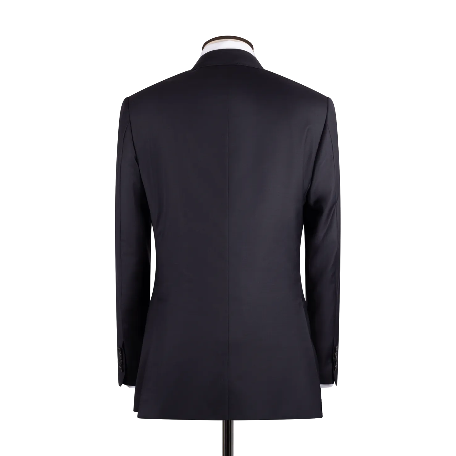 Single Breasted Peak Lapel Suit in Dark Navy Twill Wool