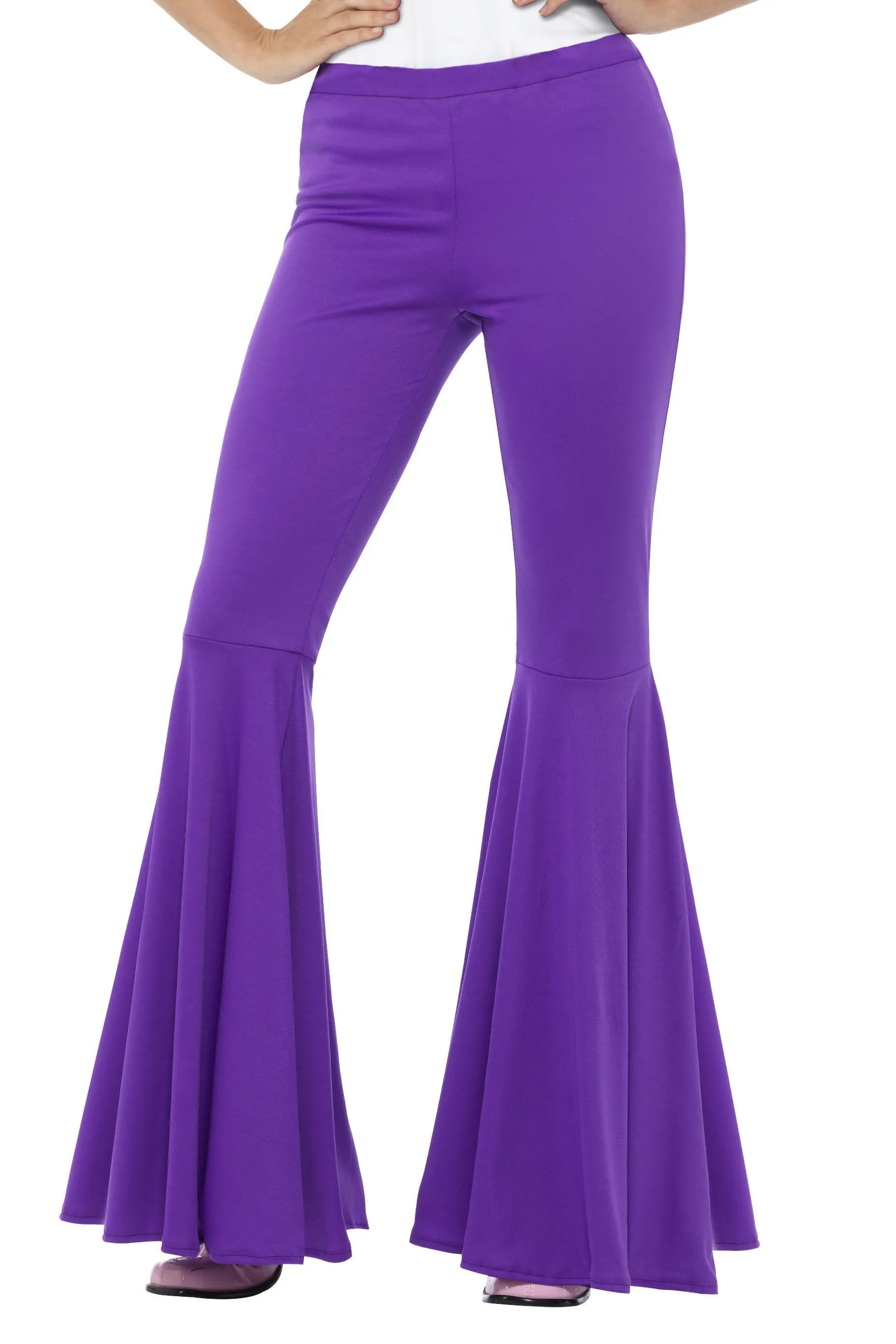 Sixties 60s 70s Purple Stretch Womens Flares