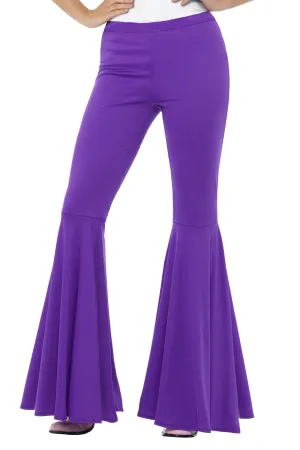 Sixties 60s 70s Purple Stretch Womens Flares