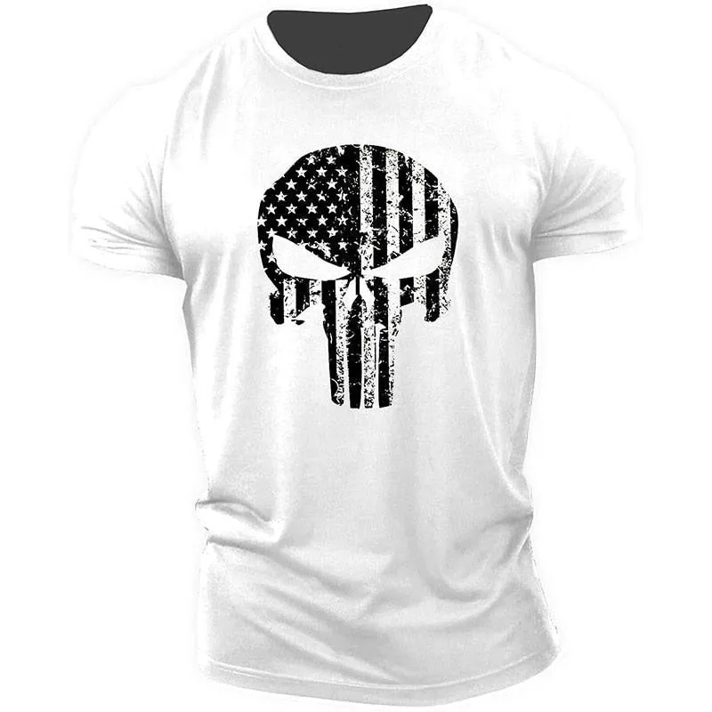 Skull 3D Printing T-Shirt Men Casual Sports  Short Sleeve Summer T-Shirt