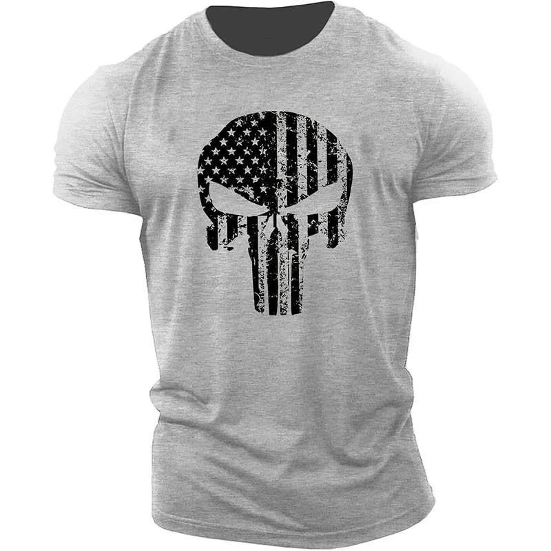 Skull 3D Printing T-Shirt Men Casual Sports  Short Sleeve Summer T-Shirt
