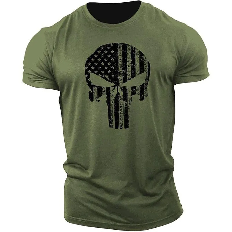 Skull 3D Printing T-Shirt Men Casual Sports  Short Sleeve Summer T-Shirt