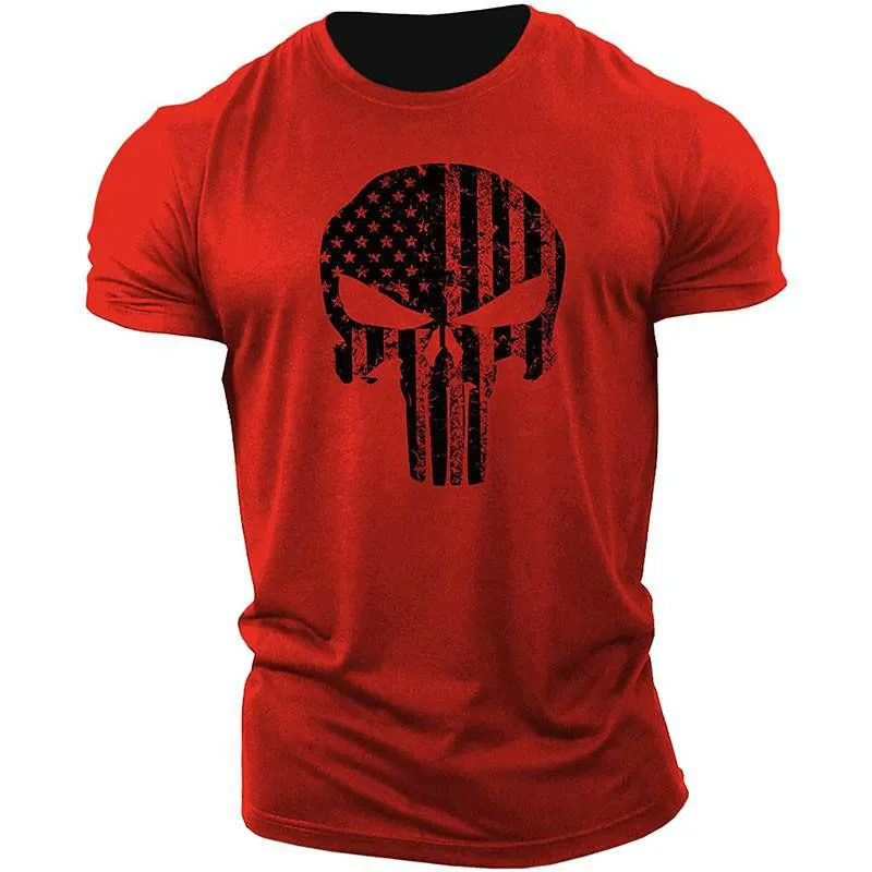 Skull 3D Printing T-Shirt Men Casual Sports  Short Sleeve Summer T-Shirt