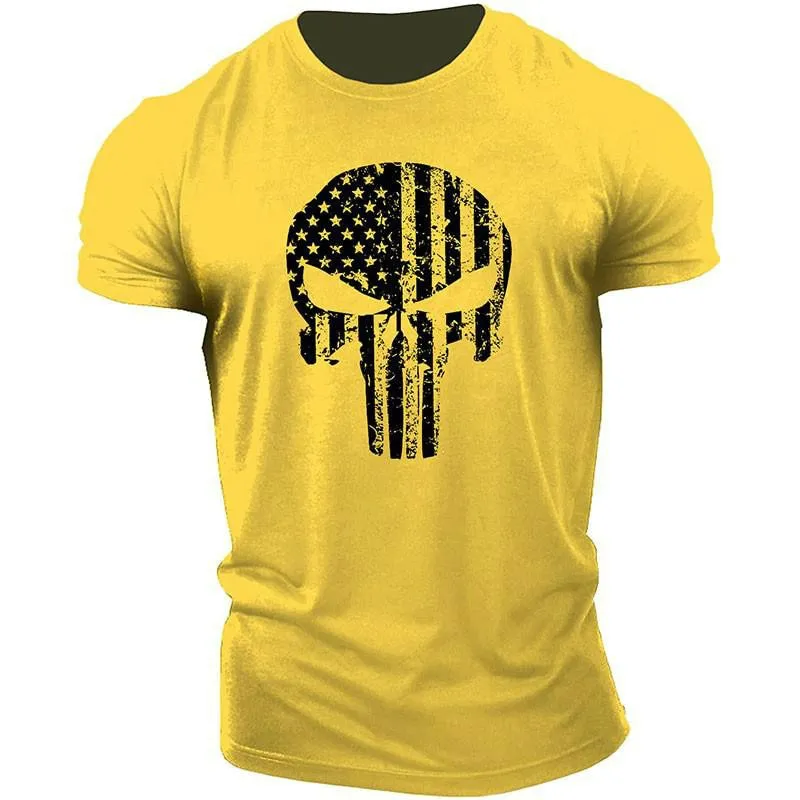 Skull 3D Printing T-Shirt Men Casual Sports  Short Sleeve Summer T-Shirt
