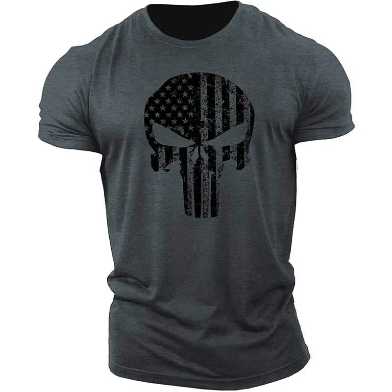 Skull 3D Printing T-Shirt Men Casual Sports  Short Sleeve Summer T-Shirt