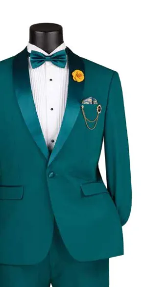Slim Fit 2 Piece Stretch Fabric Suit Teal TSS-2