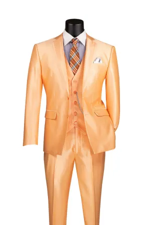 Slim Fit 3 Piece Satin Suit Melon SV2D-1