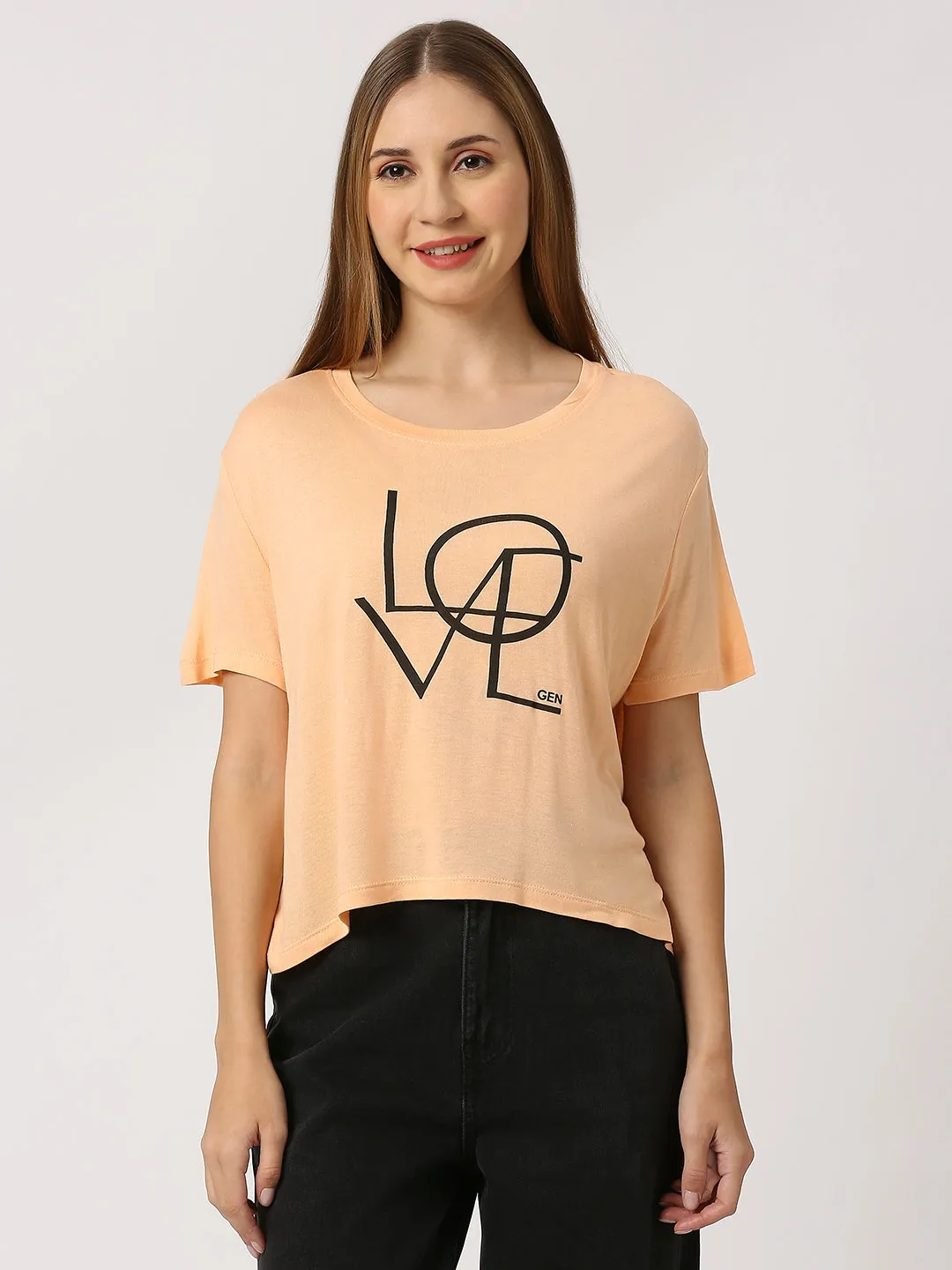 Sofia Round Neck Short Sleeve Crop T-Shirt