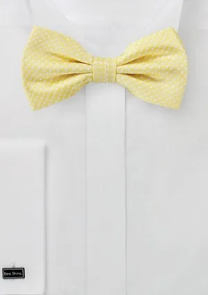 Soft Yellow Pin Dot Bowtie