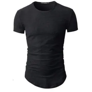 Solid Color Irregular Hem Slim T Shirts