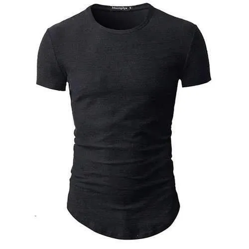 Solid Color Irregular Hem Slim T Shirts