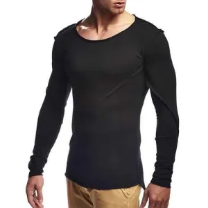 Solid Color Long Sleeve Slim Casual T Shirts