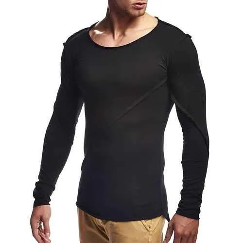 Solid Color Long Sleeve Slim Casual T Shirts