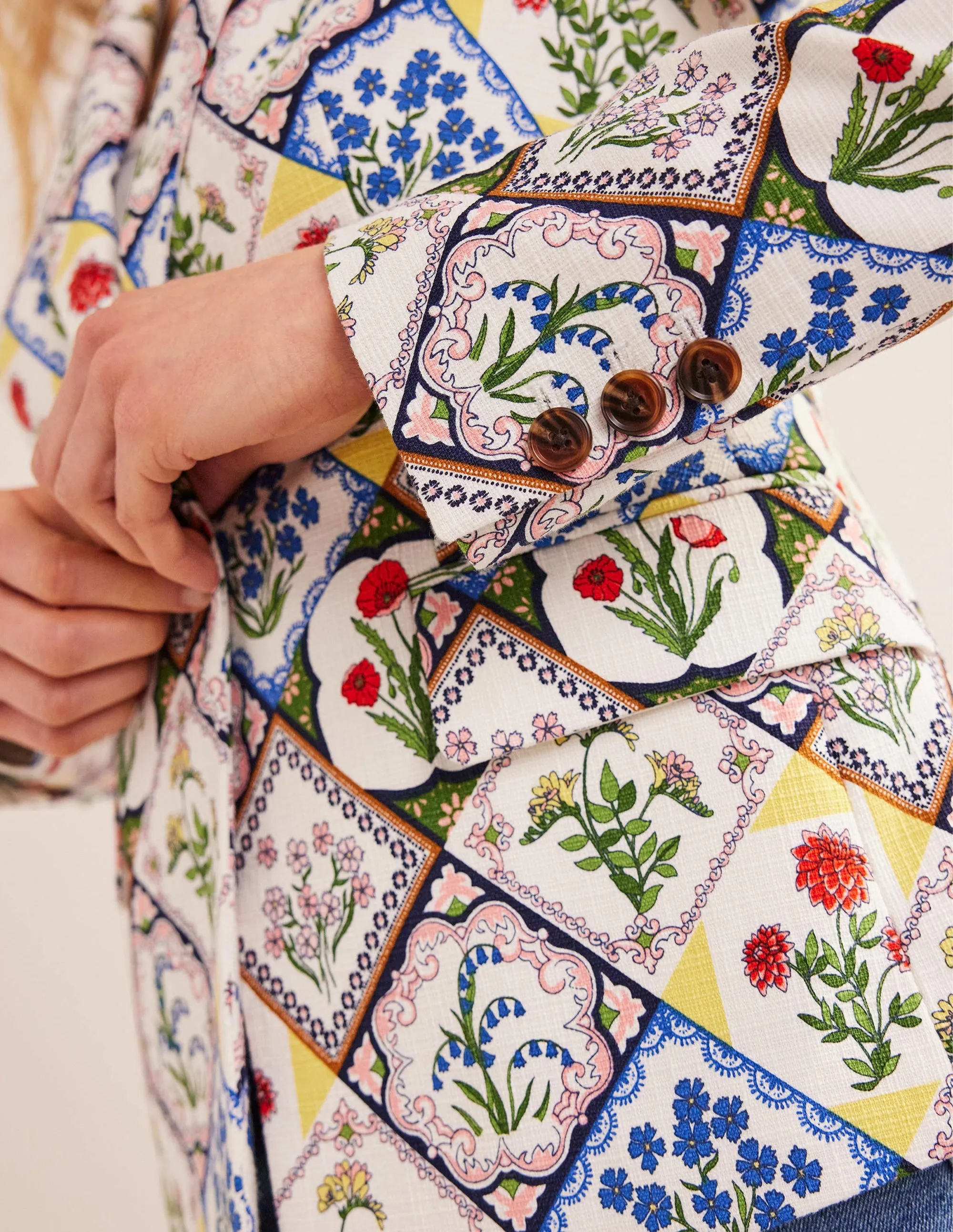 Somerset Baumwoll-Blazer-Naturweiß, Wilde Glockenblumen