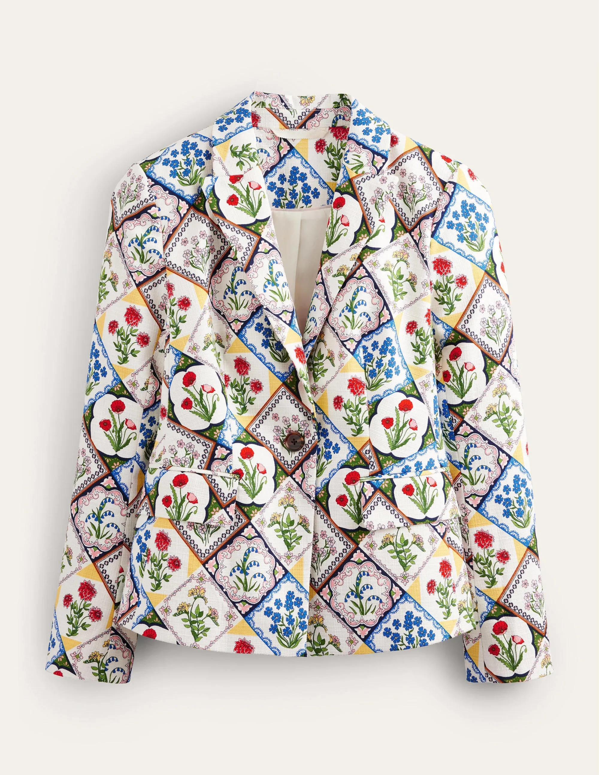 Somerset Baumwoll-Blazer-Naturweiß, Wilde Glockenblumen
