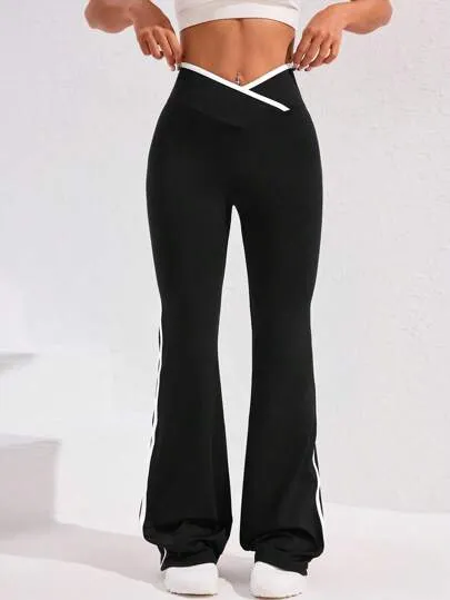 Sport Studio Women's Asymmetric Waistband Flare Athletic Trousers