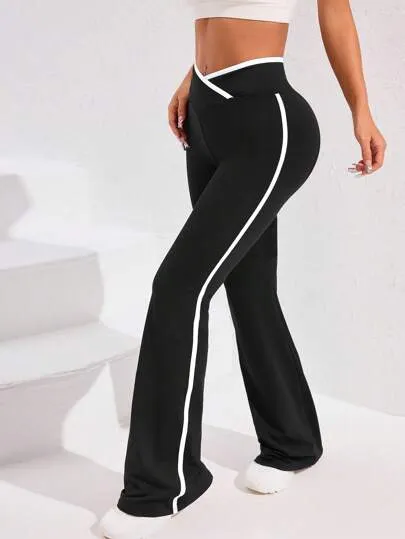Sport Studio Women's Asymmetric Waistband Flare Athletic Trousers
